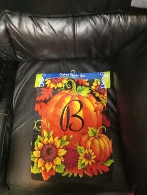 NWT Fall Pumpkin "B" Initial Garden Flag